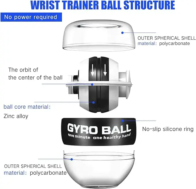 LED Gyroscopic Power Wrist Ball Self-Starting Arm Hand Muscle Force Trainer Exercise Strengthener for Body Muscles