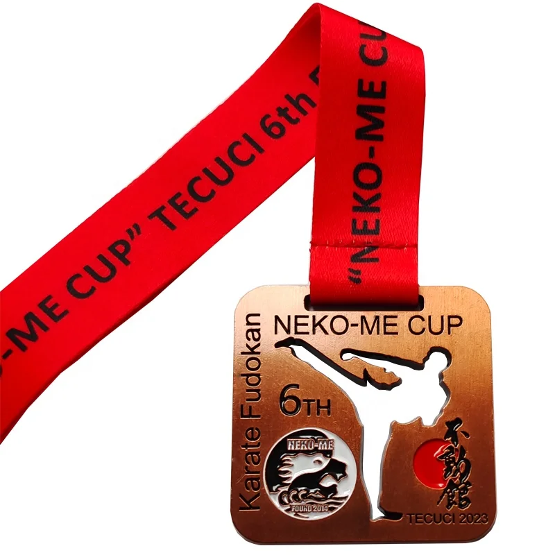 custom gold wrestling sports Korea metal jiu jitsu judo karate taekwondo medal with ribbon