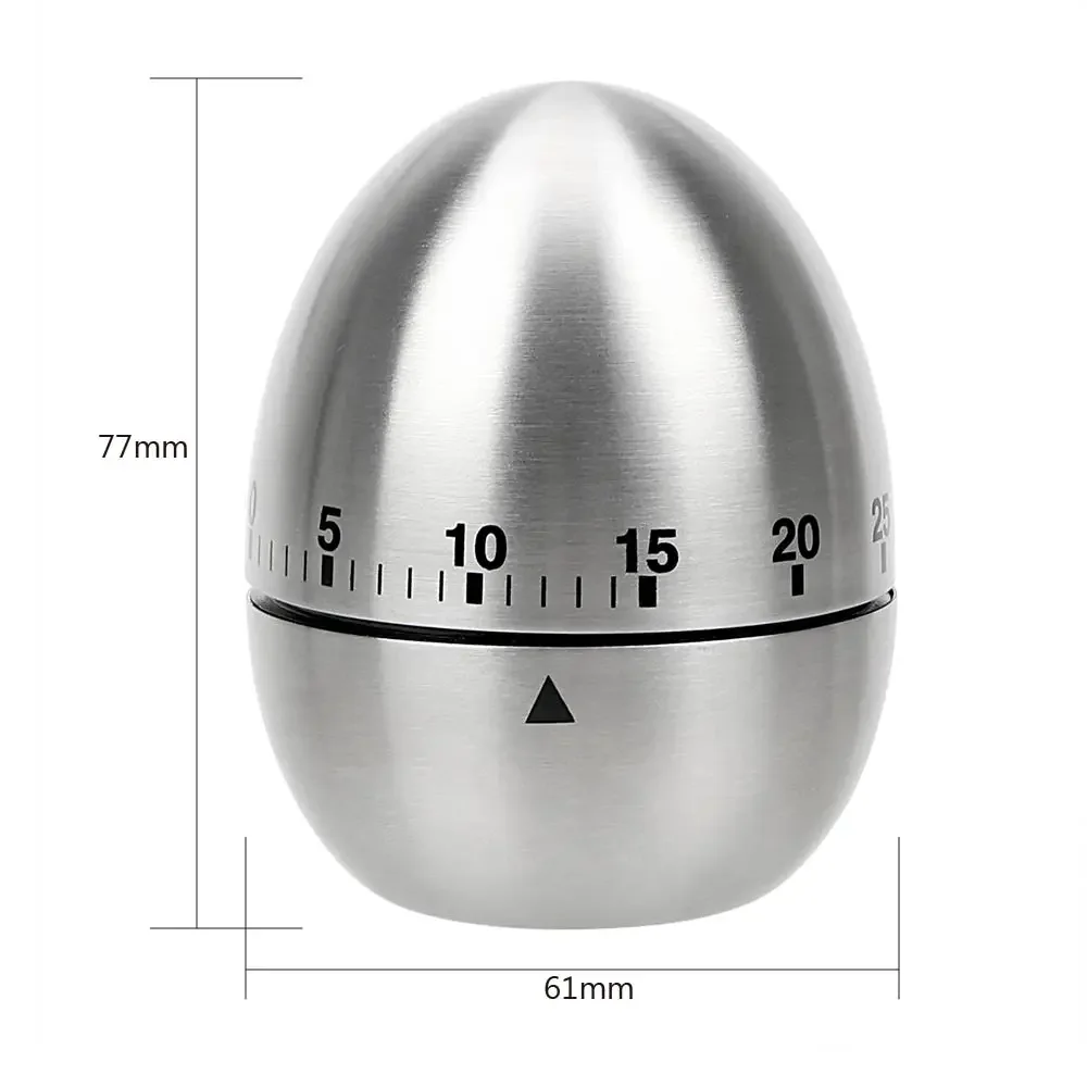 New Trending Product Stainless Steel Egg Shape Creative Kitchen Mechanical Egg Timer 60 Minutes for Baking Cooking Reminder