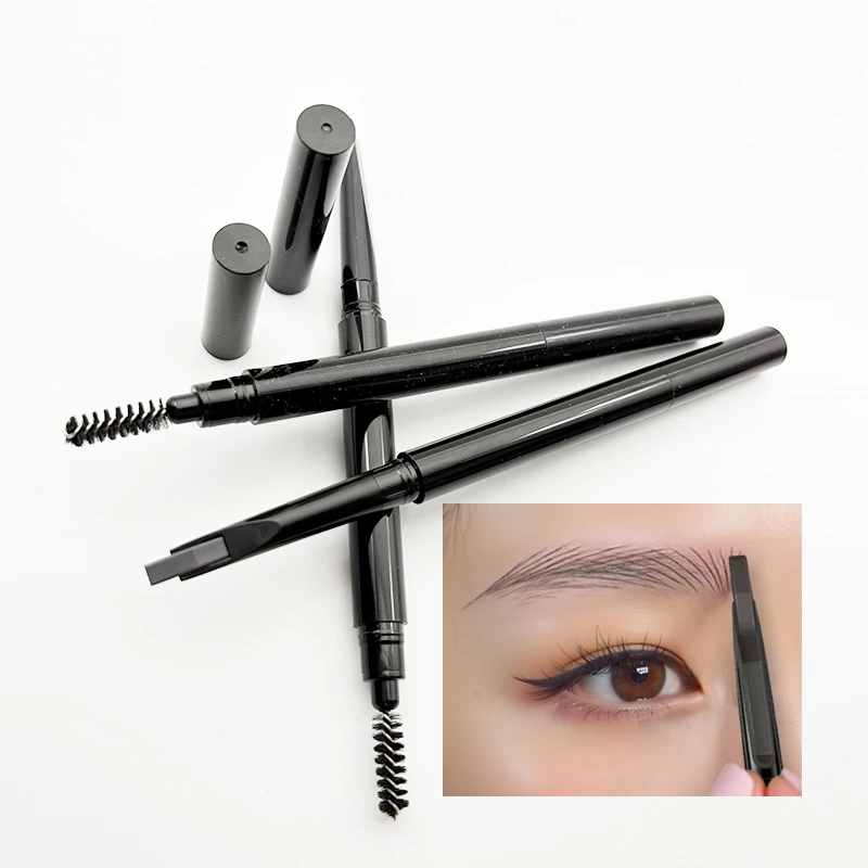 high quality medium brown vegan black double headed 2 in 1 waterproof microblading  private label custom eyebrow pencil