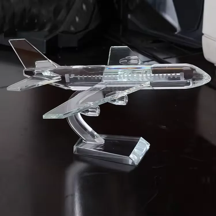 Delicate Crystal Airplane Model Miniature Glass Plane Aircraft Crafts Office & Home Decoration Christmas Gift