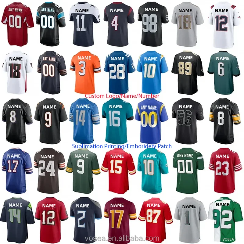 Custom Wholesale American Football Uniforms Embroidery Team Rugby Jersey Custom American Football Wear American Football Jersey