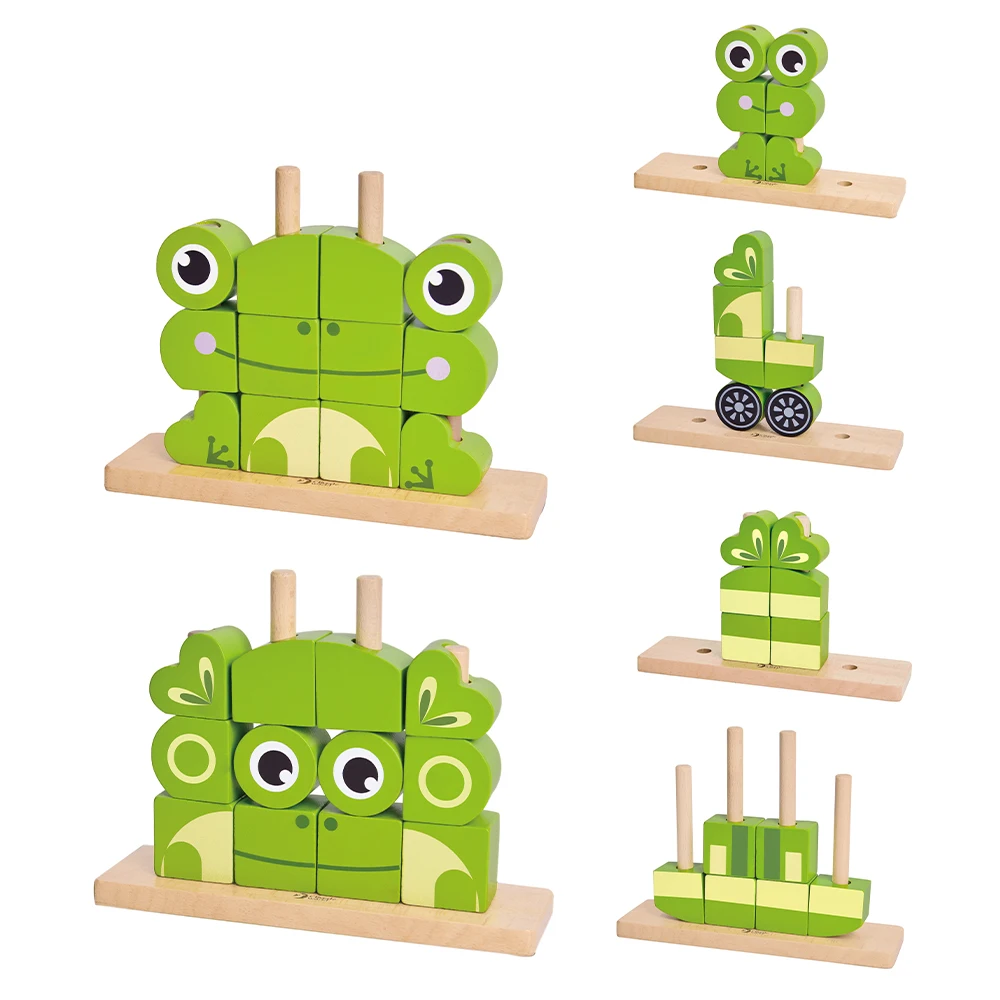 Classic World Frog Uni Shape Beechwood Wooden Puzzle Block Toy Kid Wooden Toys Block
