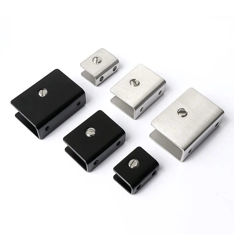 Custom Black Adjustable Glass Shelf Brackets Semicircle Bracket Laminate Clamp 8-12mm