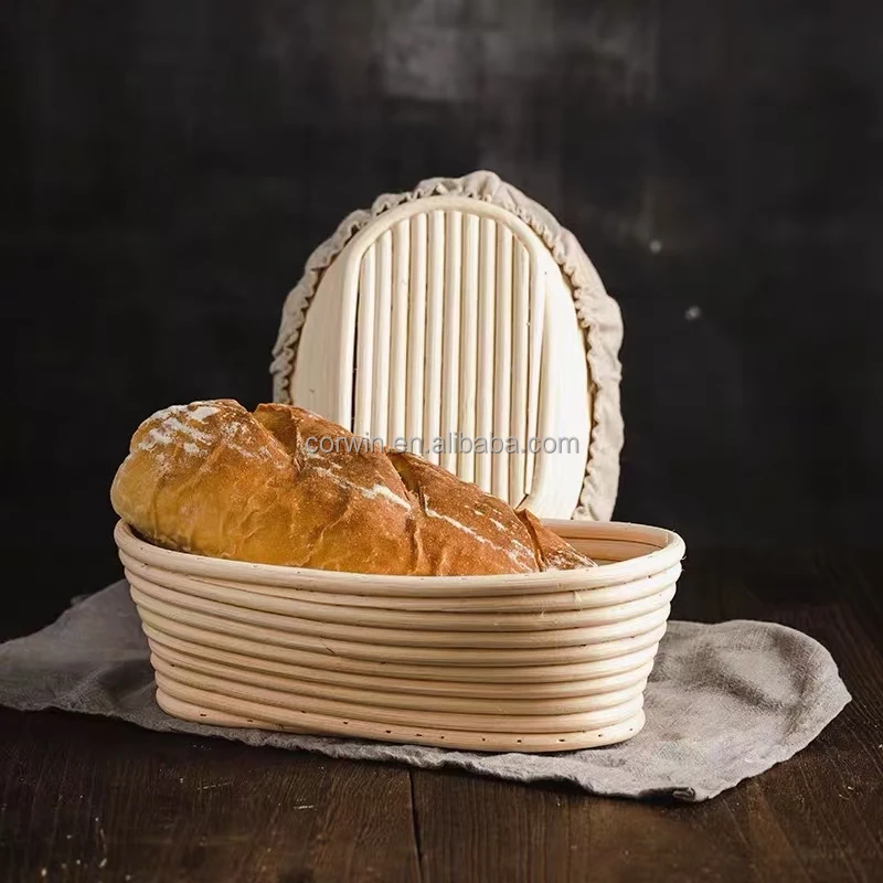Hot Sell Farmer House Handcraft Natual Rattan Cane Brotform Banneton Bread Proofing Basket Round and Oval Cheap Bakeware