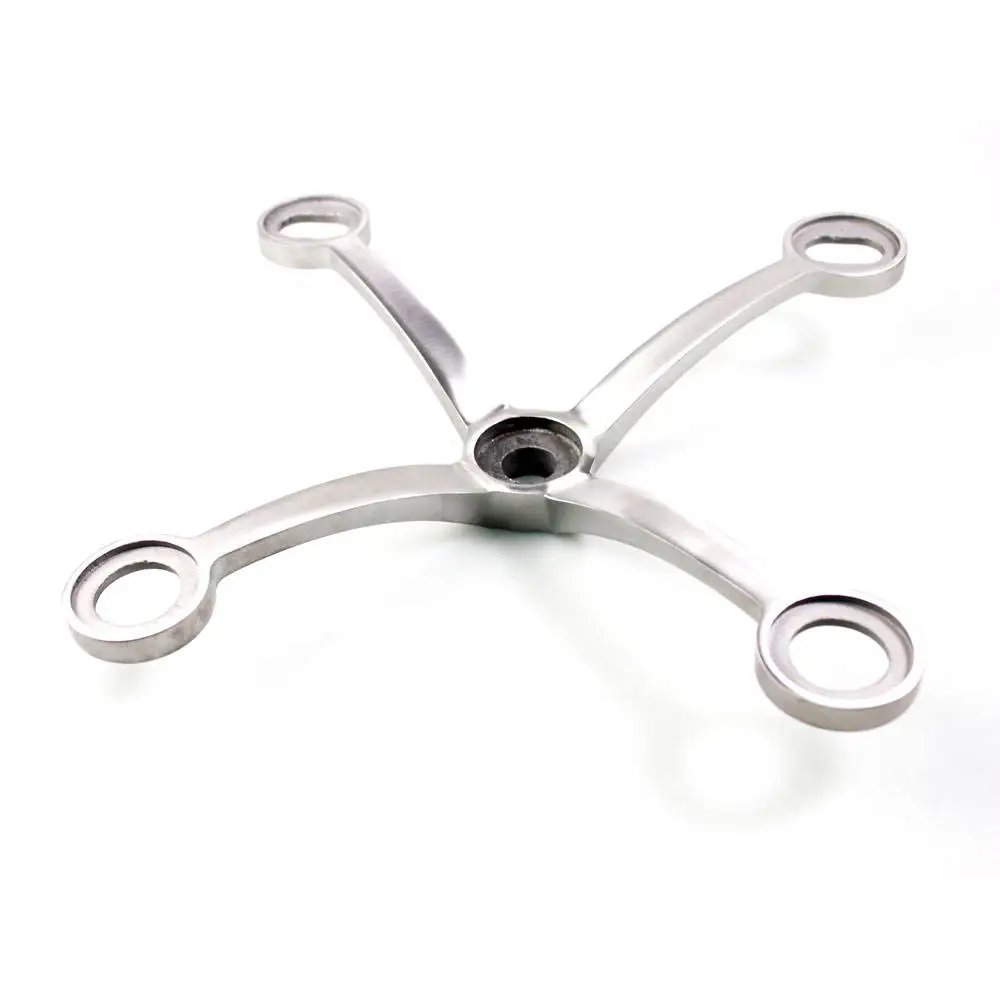 Stainless Steel 4 Arms Glass Point-Fixed Spider Fittings for Curtain Wall System 4 Ways Glass Connector Spider