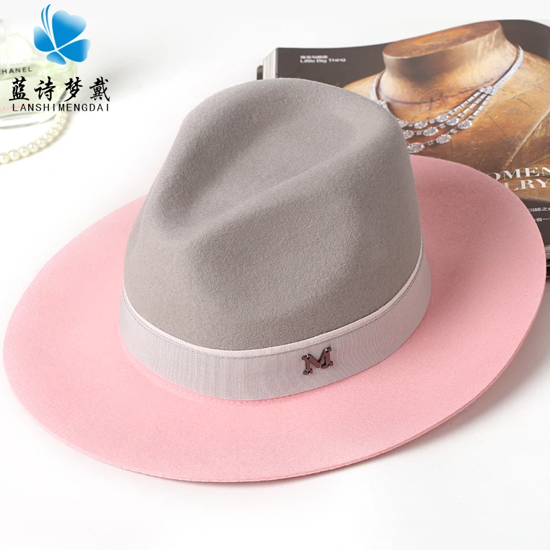 Elegant French Winter And Autumn Women Fedora Hats Top Pink Bowler