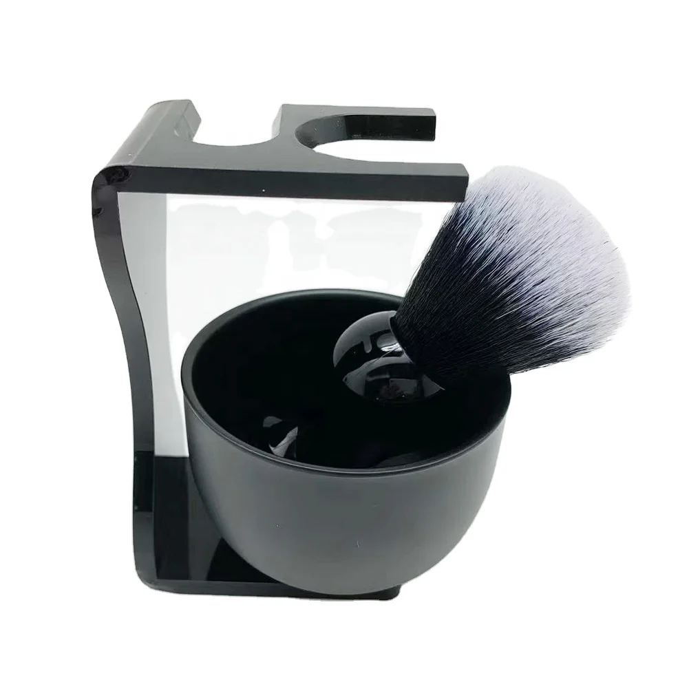 Оптовая продажа синтетическая щетка для бритья JDK 3 в 1 с акриловой подставкой и стальной чашей набор черных мужских кистей премиум класса
