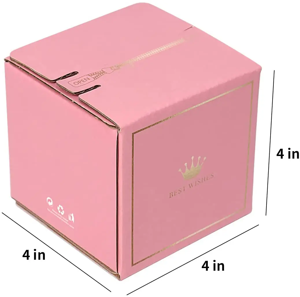 Custom logo pink corrugated small mailer cardboard shipping boxes self stick zipper packaging boxes