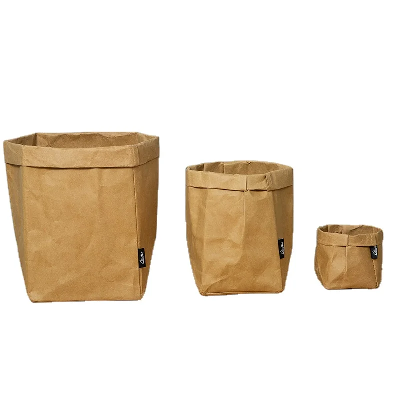 Waterproof Large Capacity Washable Kraft Paper Flower Bag Packing Staff Pots Kitchen Storage Bag