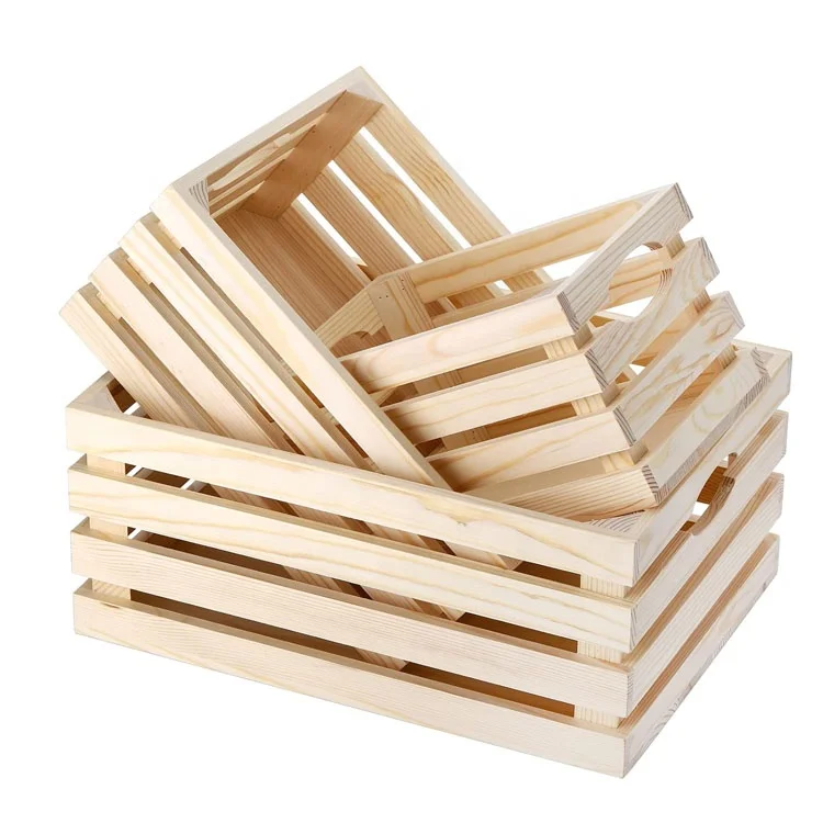 Farmhouse Decorative  Cheap Hand Crafted Wood Nesting Crate for Display and Organization