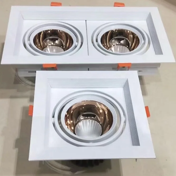 Saa anti-glare hotel recessed square single double twin adjustable gold 15w cob chrome reflector led downlight