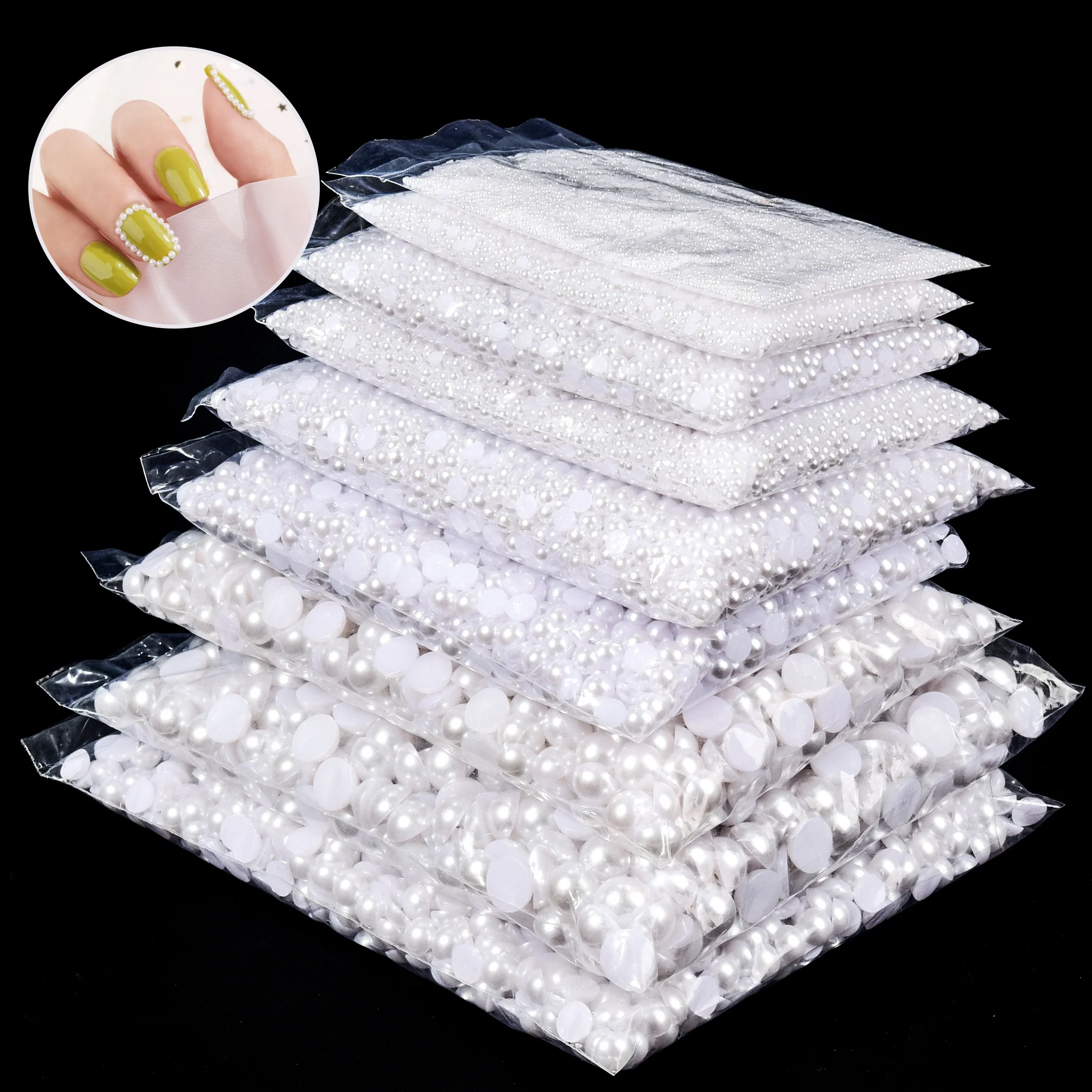 Blinginbox Wholesale 2mm 3mm 4mm 5mm 6mm 8mm 10mm 12mm Colorful Synthetic Plastic Flat Back Pearl Half Round Beads Pearl For DIY