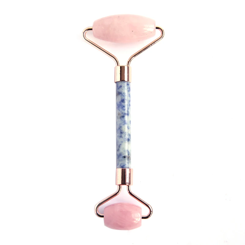 Custom logo facial massage rose quartz crystal stone gua sha tools set jade roller massager for face