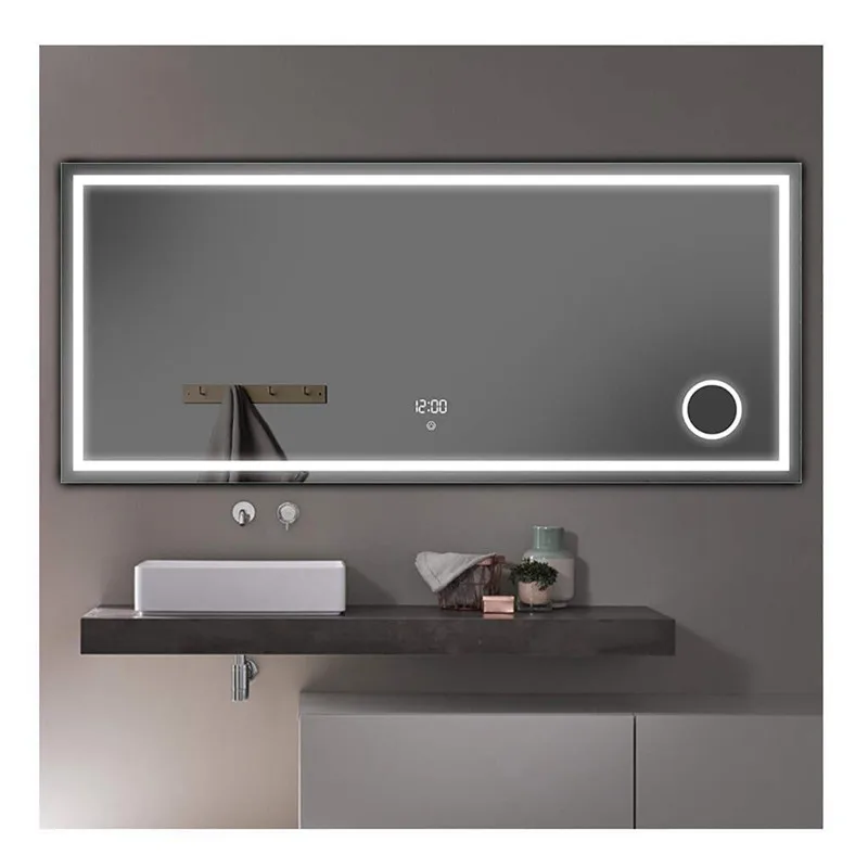 Modern Style Rectangular Backlit Mirror LED Bath Mirror Mounted Bathroom Mirror with Lights
