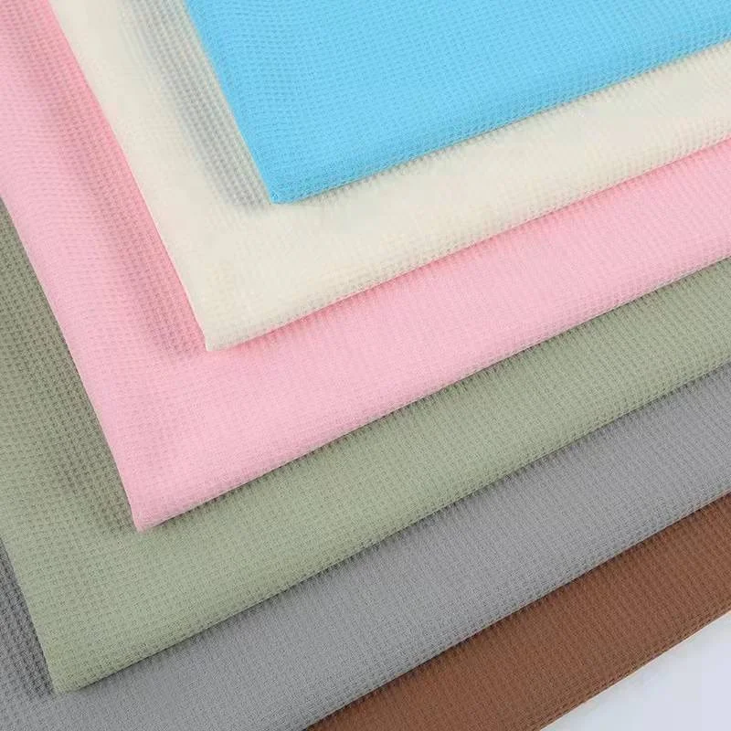 230gsm garment textile solid dyed woven cloth material weave 100% organic cotton waffle fabric for baby blanket