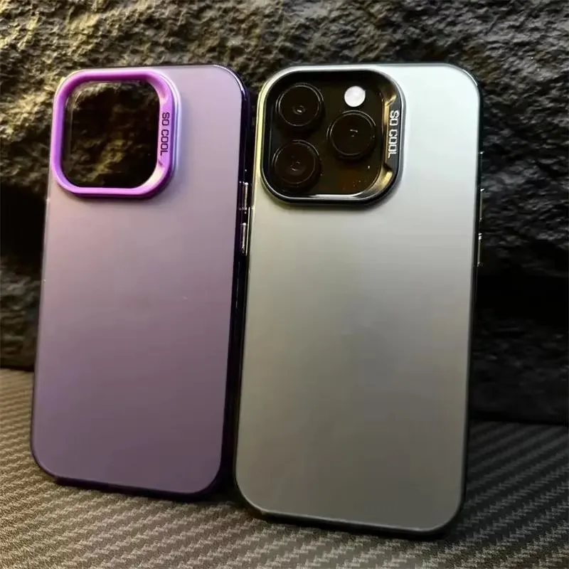 Laser Metallic Aurora Color Matte Case For iPhone 16 15 11 Pro Max 13 12 14 Plus 7 8 SE2 Hard Shockproof Bumper Fundas Cover