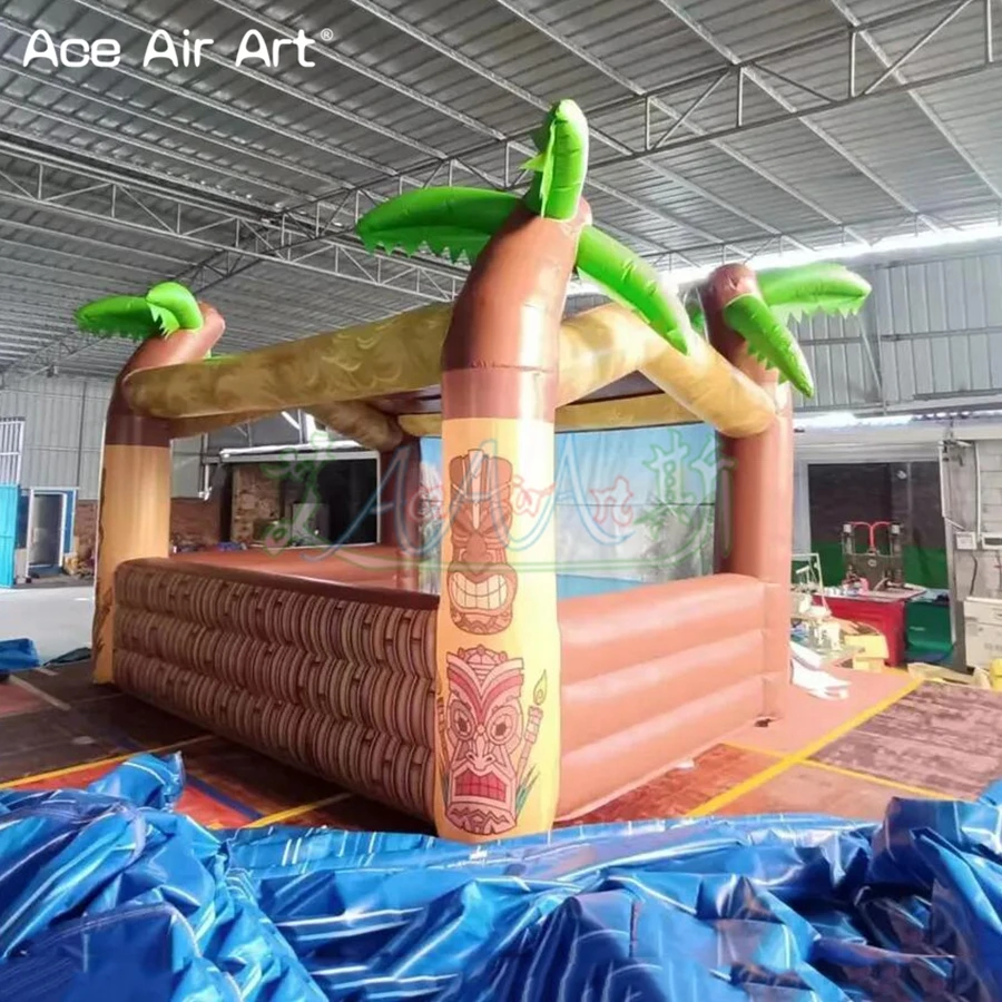 3mLx2.5mHx3mH Outdoor Portable Inflatable Tiki Bar Booth for Backyard Beach Party Event Serving Inflatable Pub Tent