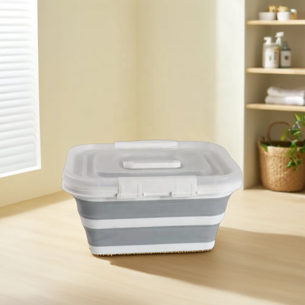 Customizable Color and Logo Collapsible Plastic Folding laundry basket with lid Home Organizer