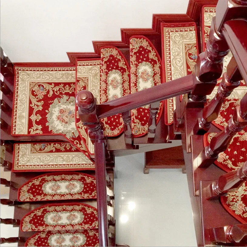 Latex rubber TPE  stair treads carpet non skid anti slip resistant staircase rug self stick stair mat