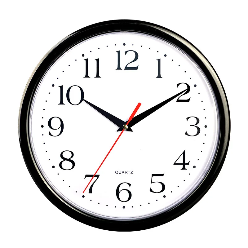 10 Inch Simple Black Round Modern Design Customized Cheap Plastic Modern Wall Clock for Home Office & School Decor