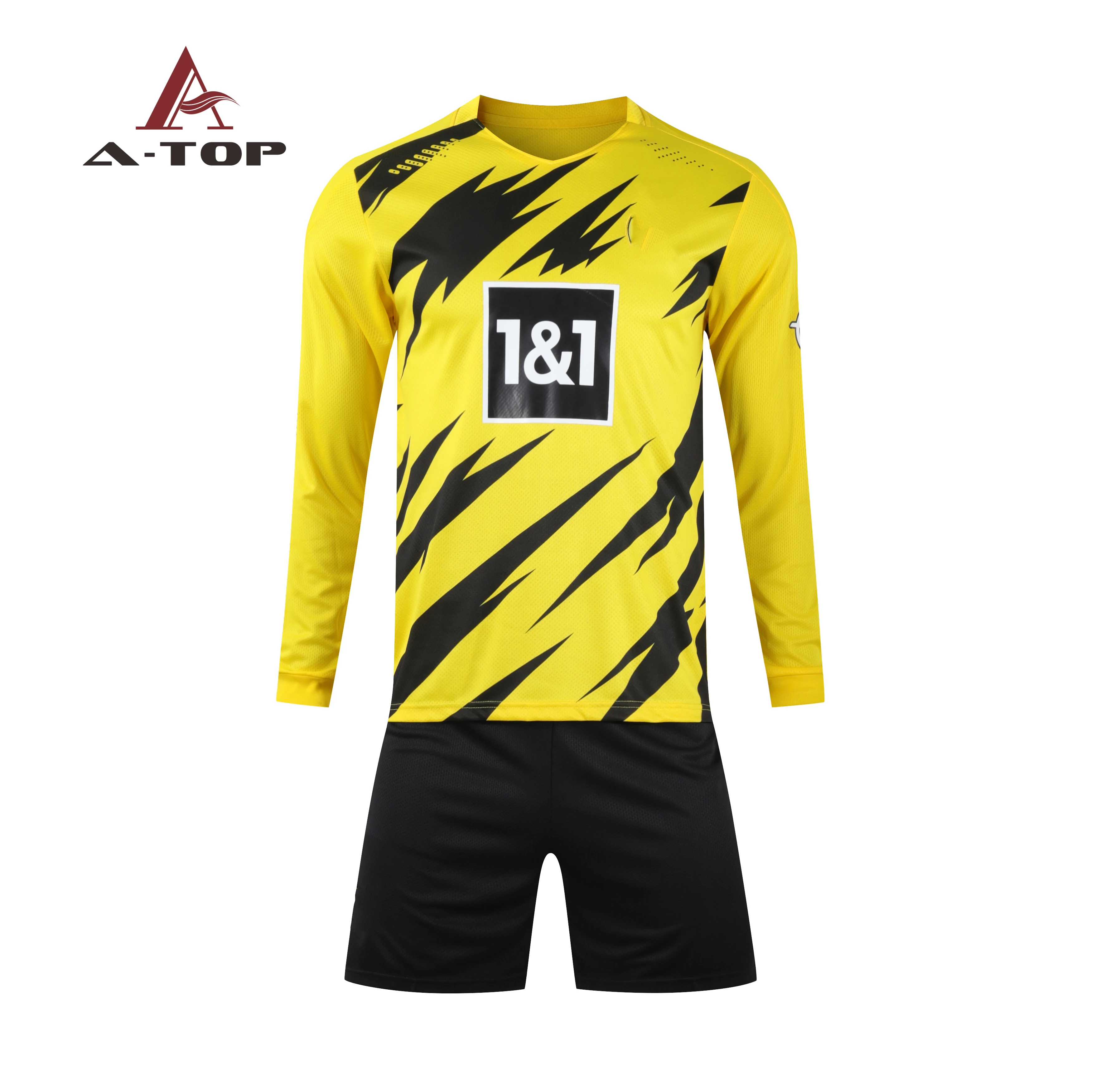 20-21 Wholesale 100% Polyester Football team Do rt S-4XL  home  Long Sleeve football uniform Club Soccer Jersey set