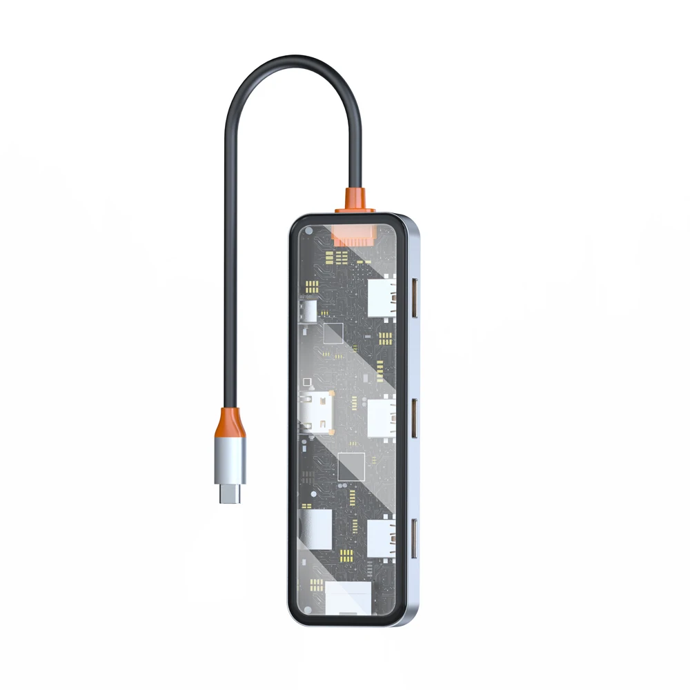 WiWU New Arrival Mini 8 in 1 Type C Hub with Zinc Alloy Space Gray High Speed USB C Hub for Data Transmission Charging