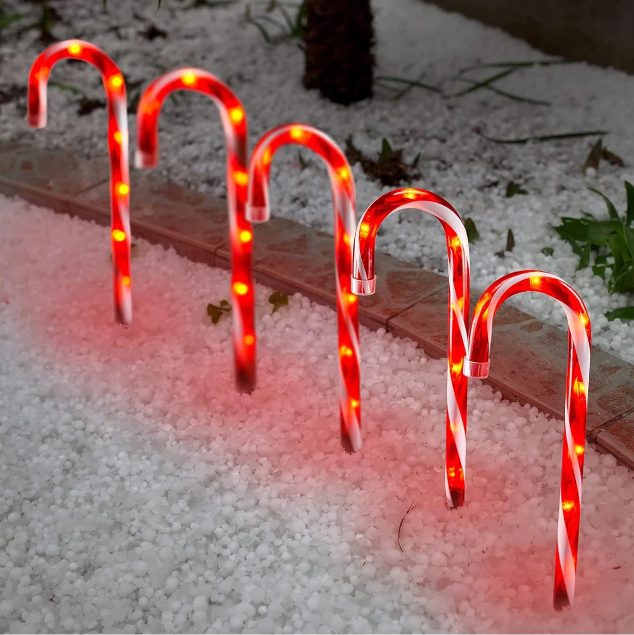 Christmas Candy  Cane  Lights Outdoor  Pathway 12 inch Candy Cane Driveway Makers Set of  5  Sidewalk Lights Drive way Christmas