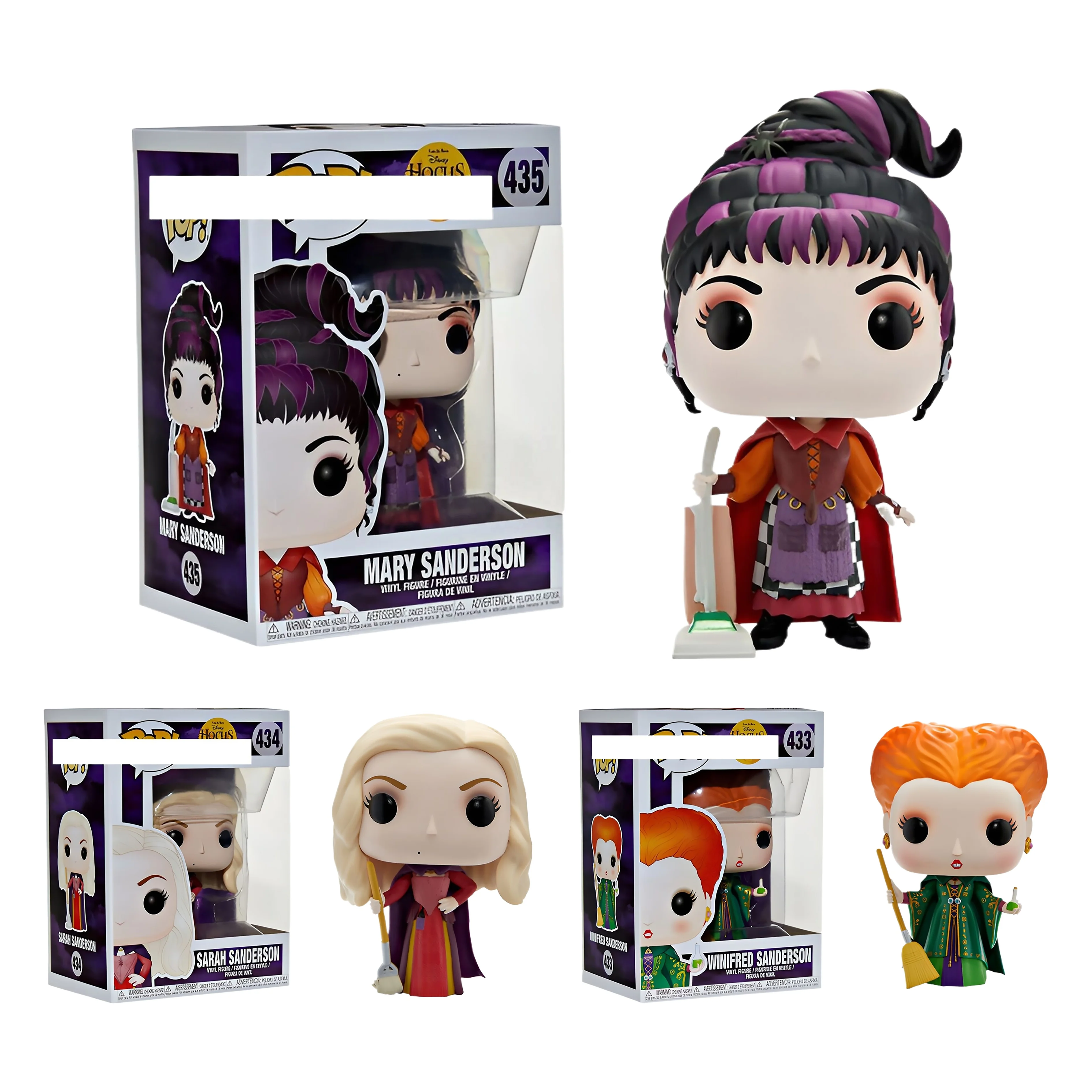 Comedy fantasy movies Hocus Pocus Model toys doll funko pop Mary Sarah PVC kids gift toy with funko pop protector Action figures