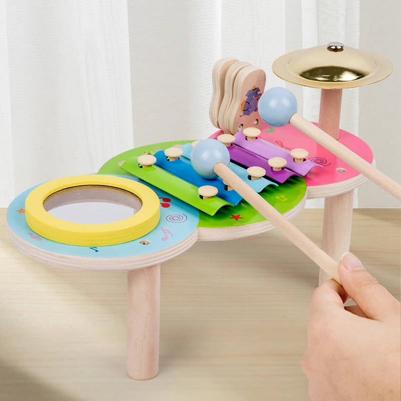 Wooden Music Instrument Toys Xylophone Percussion Educational Musical Toy Game Set For Toddler Drum
