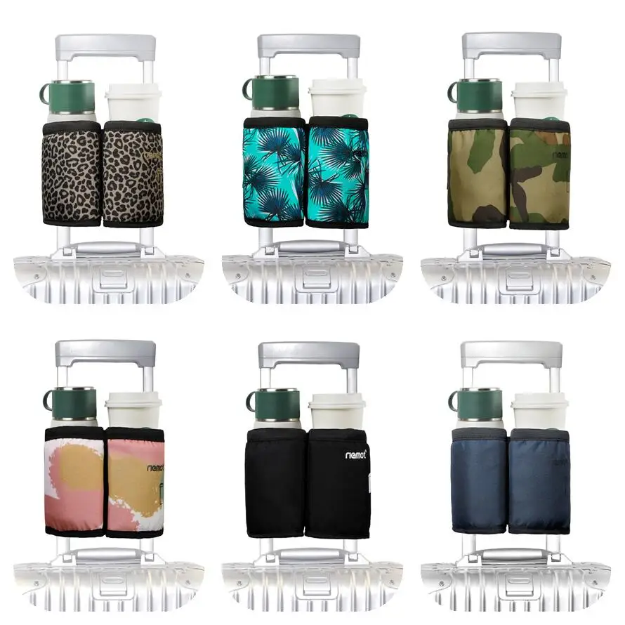 Small wholesale Low MOQ custom novelty gifts printed free hands luggage travel drink bag suitcase with charger and cup holder