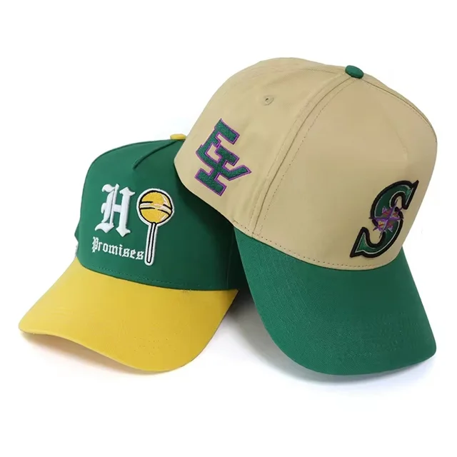 Custom Exclusive Designer Two-tone Gorra Sport Trucker Hat Cotton 3d Embroidery Plastic Strap Snap Back Baseball Cap