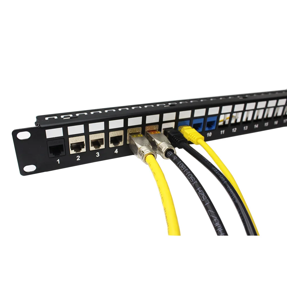 19 дюймов 1U 24 портов пустой патч-панель cAT5e cat6 cat6a выгружаются пустой патч-панели