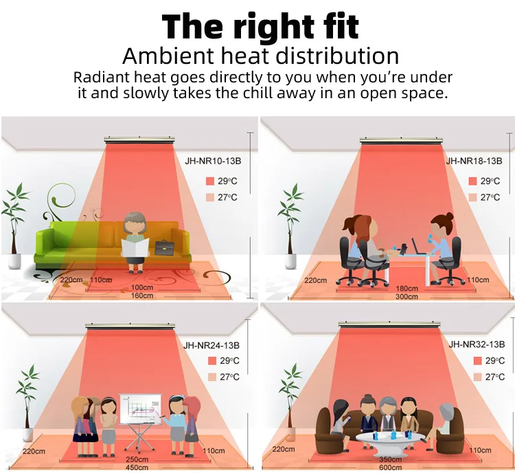 JHheatsup 2400W IPX4 Smart Remote Control Outdoor Far Infrared Ceramic Heater For Bar