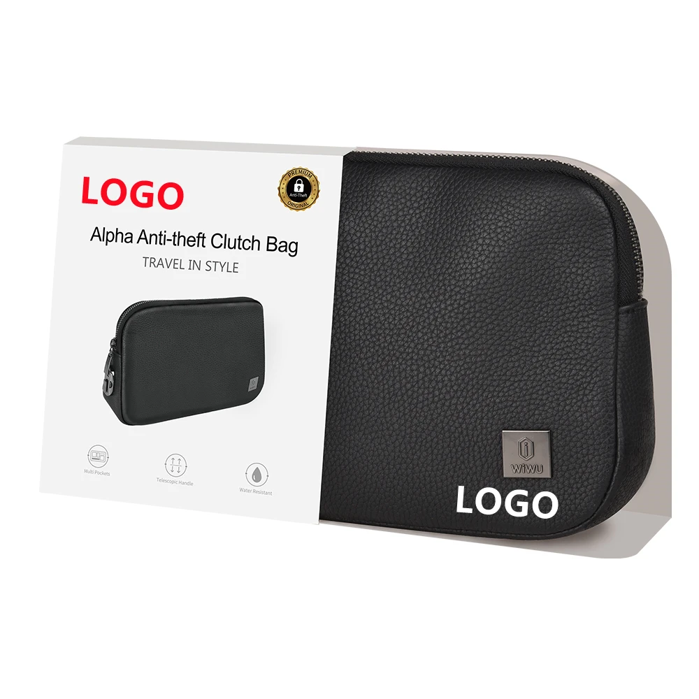 CUSTOM Waterproof Gadgets Organizer Accessories Travel Kit Bag for Cables PU Leather Anti-theft Tech Pouch