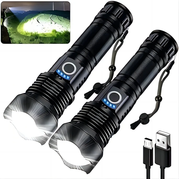 900,000 High Lumens Super Bright 12 Hours Long Life 5 Modes XHP70 Rechargeable LED Flashlight High  for Home, Outdoor