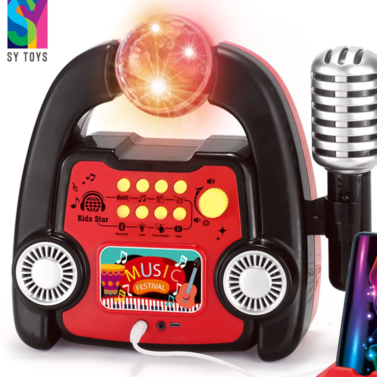 SY TOYS Multifunctional Musical Party Karaoke Machine Toys Connected With Phone Potable Loudspeaker&Microphone Fun For Kids