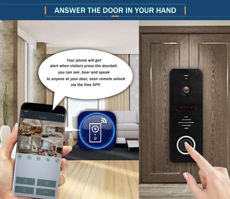morningtech 7 inch Wifi Video Intercom Doorbell with Camera IP Video Door Phone SD Card Mobile Unlock