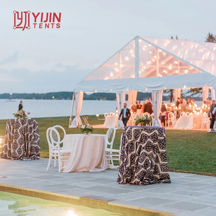 Large 15m x 20m Transparent PVC Frame Wedding Tent Heavy Duty Aluminum 150 People Fashionable Party Tents Exhibition Warehouse