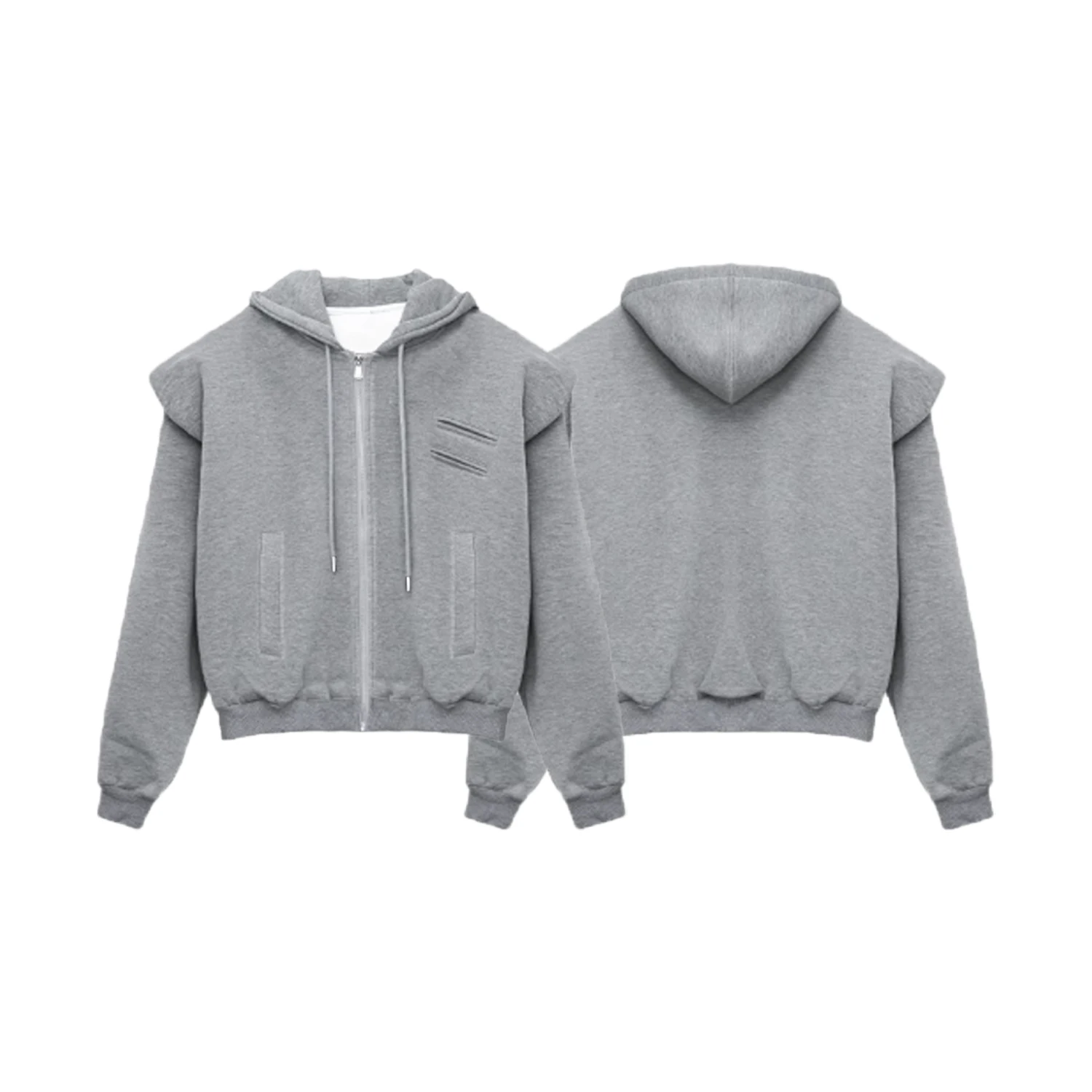 heavyweight Cropped Zip up Hoodies Thick Drop shoulder Blank Hoodies custom acid wash distressed embroidery hoodies