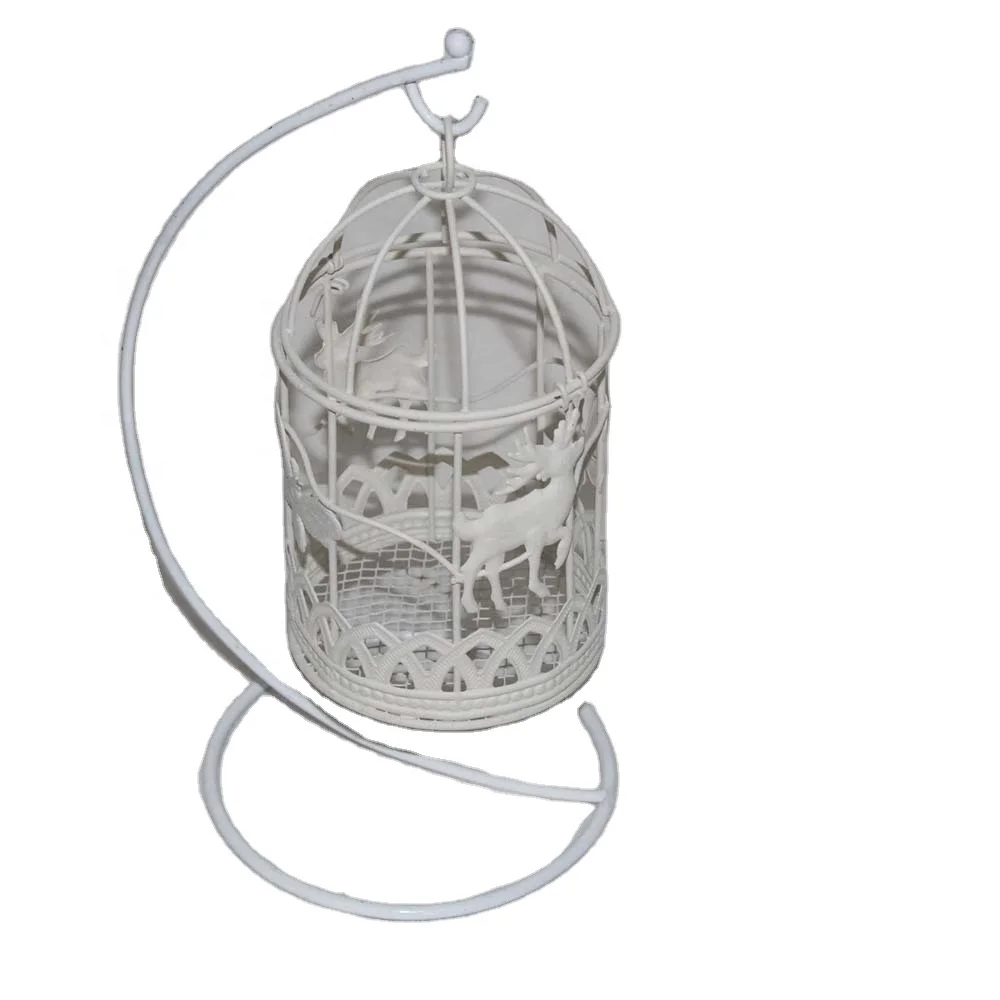 Оптовая продажа набор из трех белых металлических изделий свадебная клетка для птиц керамический домашний декор с подвесным крючком настенный