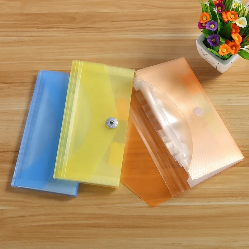 
Pp Folder Bag Pocket Button Snap Document Filing Plastic Envelope Expanding File 
