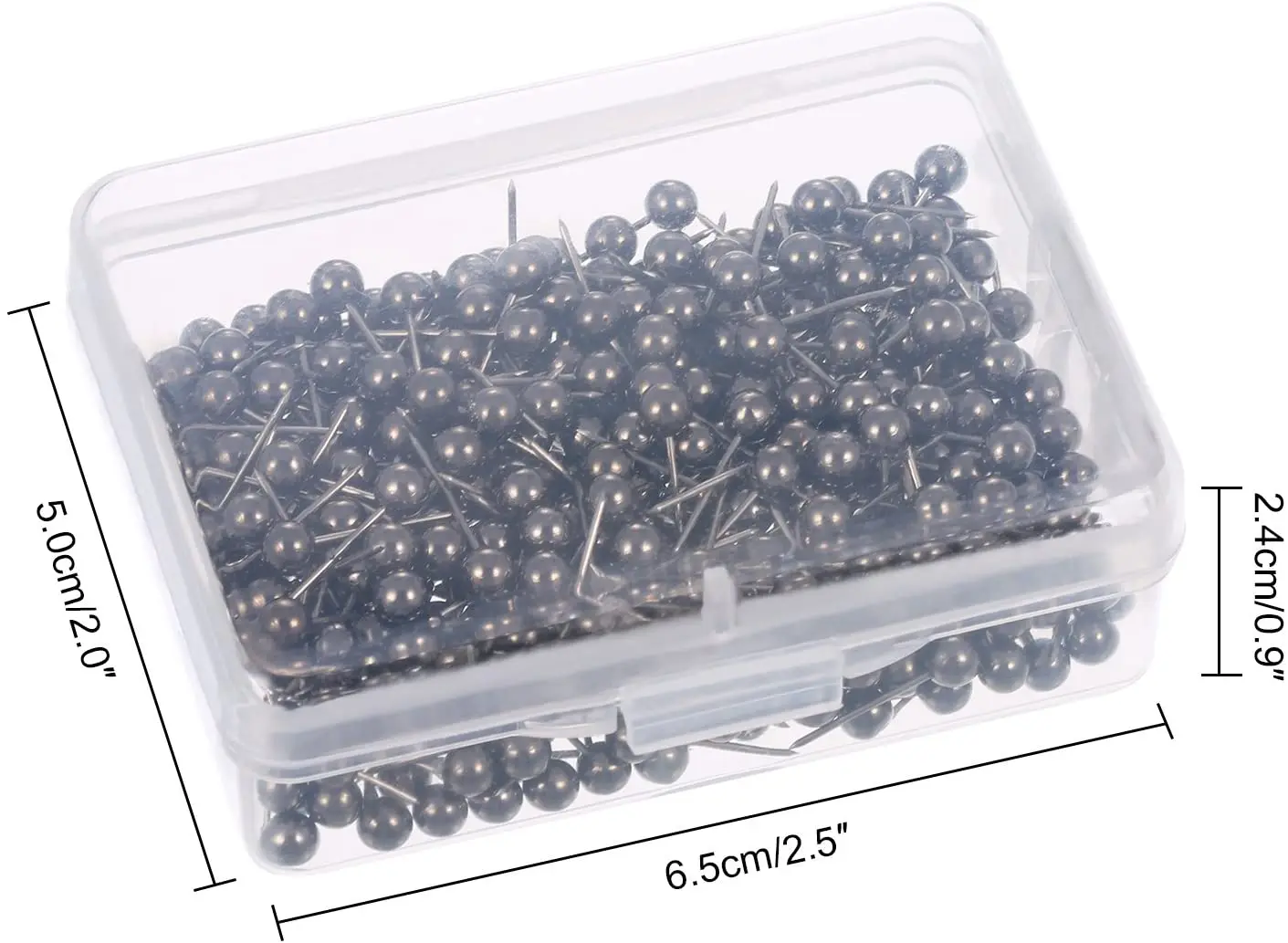 Retro Metallic Black Plastic 1/8 Inch Round Ball Head Map Push Pin Thumb Tacks Push Pins