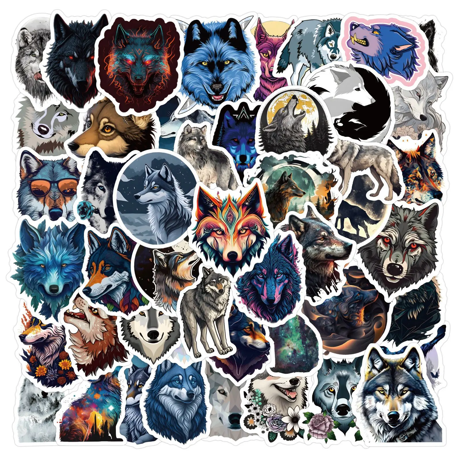 ZY2847C 60Pcs New Wolf Scrapbook Graffiti DIY Stickers Decorative Cup Guitar Laptop Luggage Vinyl Waterproof Stickers