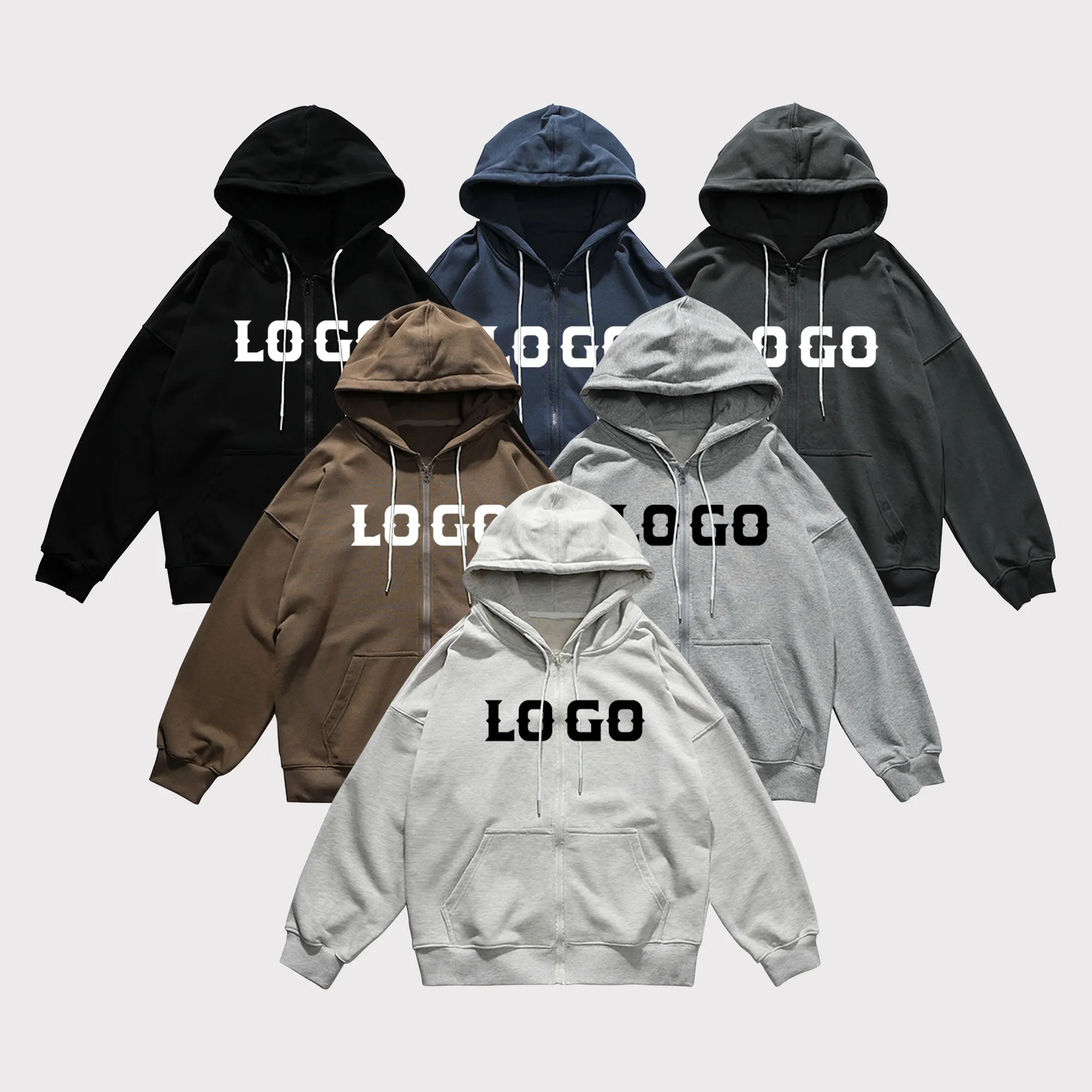 High Quality 320 400 Gsm Streetwear Manufacturer Cotton Mens Oversized Heavyweight Unisex Blank Hoodies Custom Zip Up Hoodie