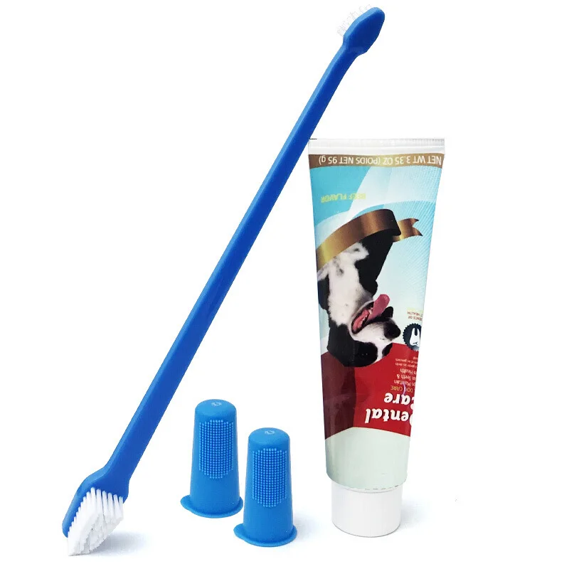 Pet Dog Toothpaste and toothbrush set pet toothpaste Dog Finger Brush Cleaning