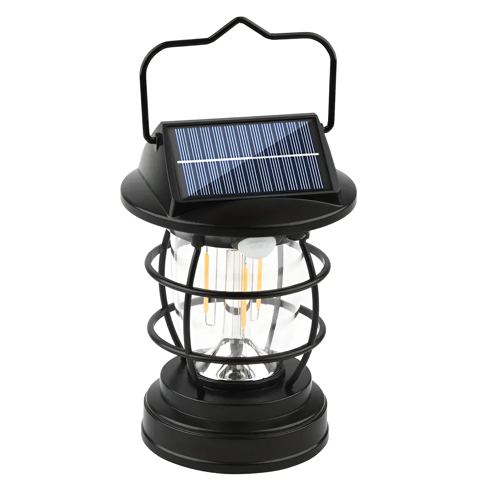 4 Modes Portable Solar Camping Sensor Light 2400mAh Rechargeable Outdoor Waterproof Vintage Lantern with Hook