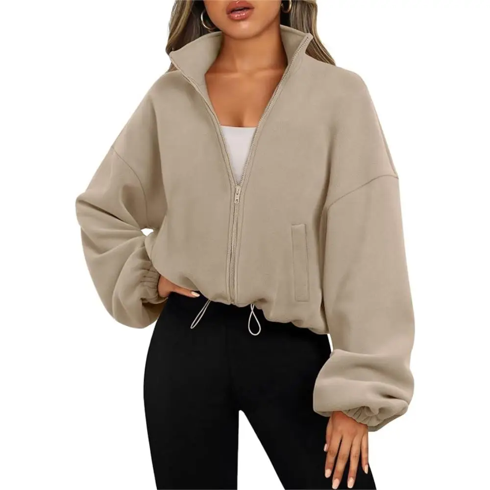 Womens Zip Up Hoodies Oversized Sweatshirts Long Sleeve Crop Sherpa Fall Outfits Fashion Clothes 2023