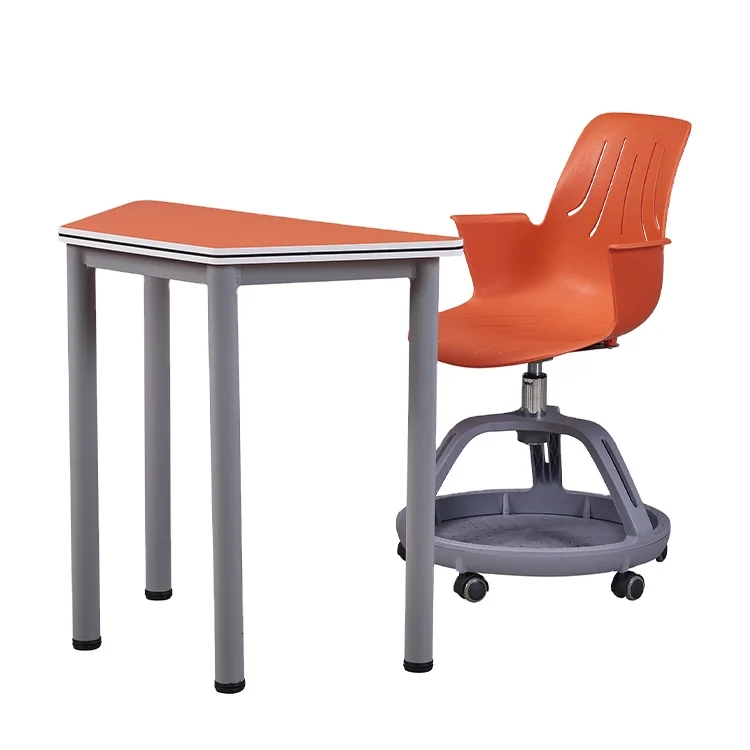modern cheap children school classroom MDF table wheels swivel training chairs single student study desk and chair set