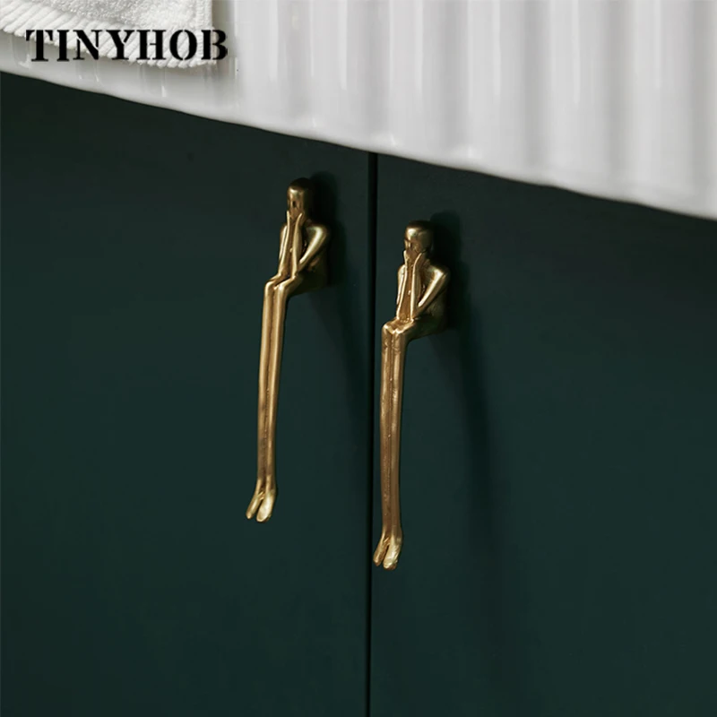 Creative Brass Handle Simple Wardrobe Door Cabinet Knob Drawer Human Shape Handle Home Decoration Handle C-3535